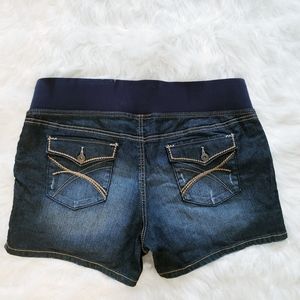 DUO MATERNITY Dark Denim Distressed Jean Shorts XL